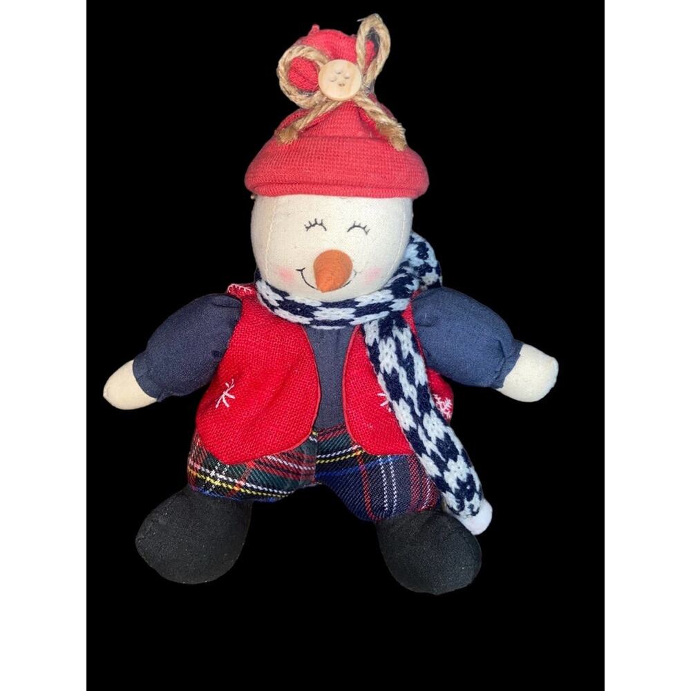 Flurries Snowman Plush Christmas Decoration Holiday Cape Vintage Stuffed Animal